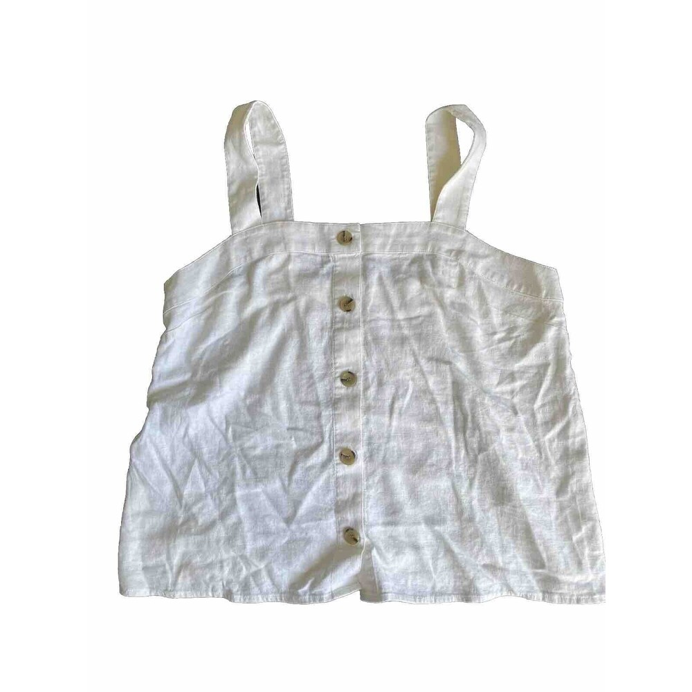 J Crew Blouse Shirt Linen Blend Size M Sleeveless